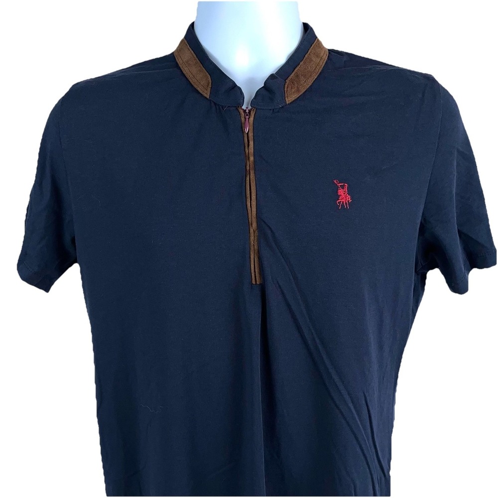 Dewberry Couture Deluxe Mens Large Blue Embroidered Logo Polo Preppy